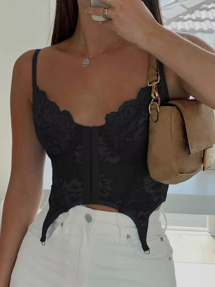 Women's Summer Lace Backless Bandage Crop Top