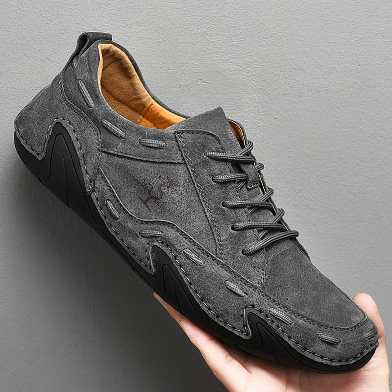 Men's Spring/Autumn Casual Handmade Breathable Leather Sneakers | Plus Size