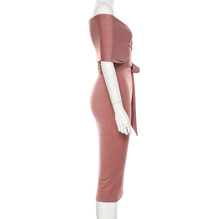 Women's Autumn Stretchy Off Shoulder Bodycon Dress