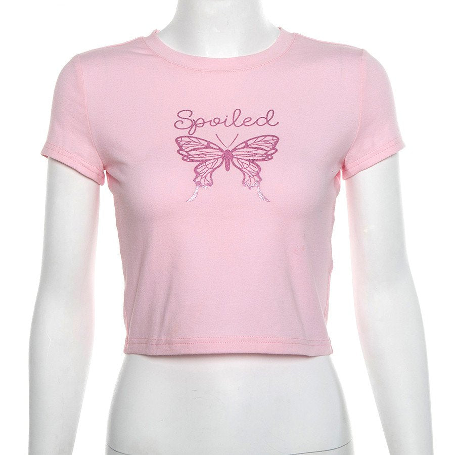 Women's Summer Casual Cotton Slim Short Sleeve T-Shirt "Spoiled"