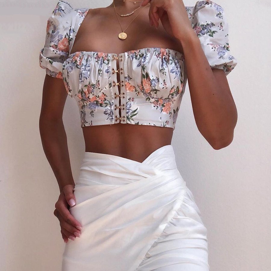 Women's Summer Casual Square Neck Crop Top