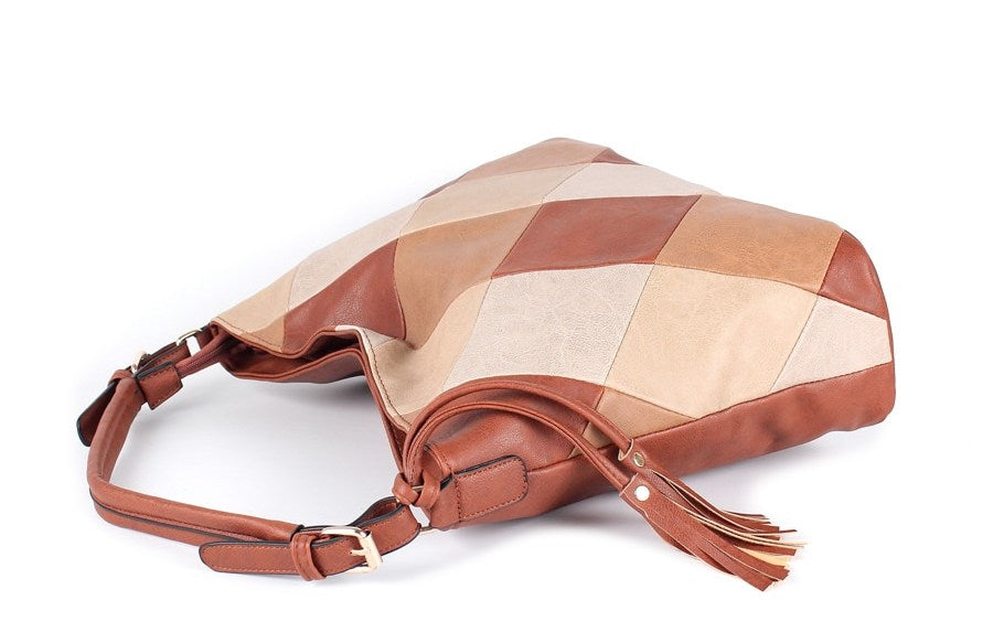 Women's Autumn Patchwork PU Leather Tote Handbag