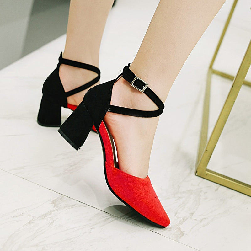 Women's Summer Pointed Toe Square Heels Sandals