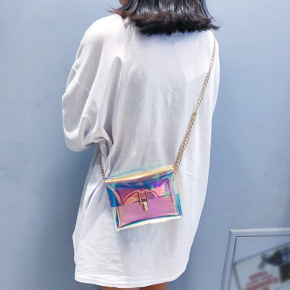 Women's Summer Laser Transparent Crossbody Bag | Ladies Small Clutch