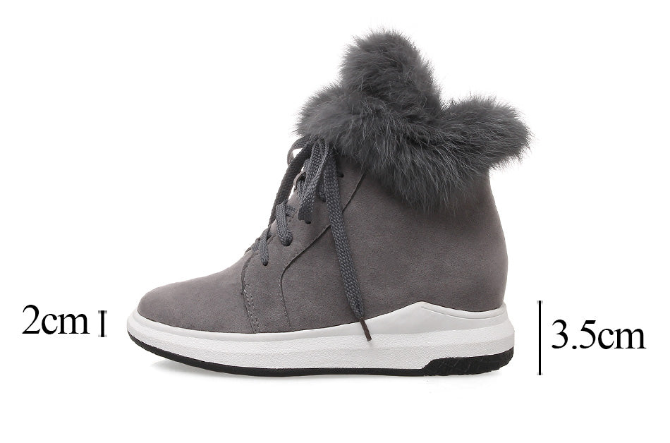 Women's Winter Suede Leather Lace-Up Ankle Boots