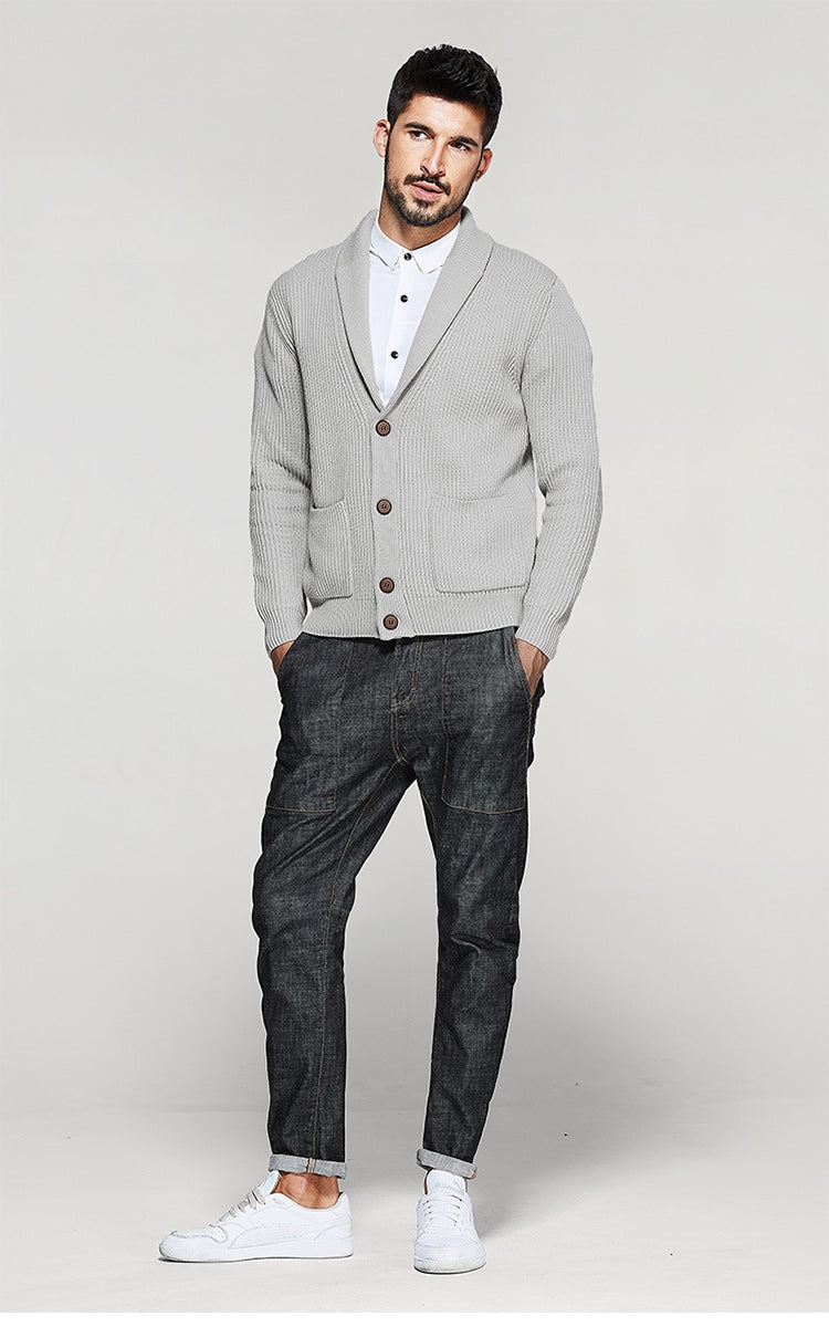 Men's Autumn/Winter Woolen Cardigan With Turn-Down Collar