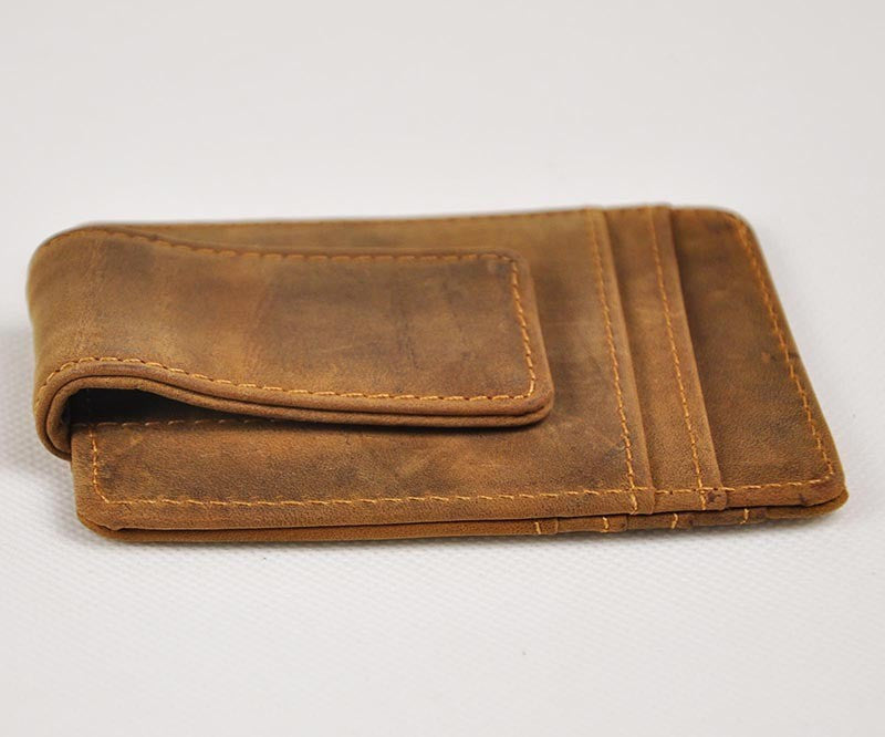 Wallet – Male Vintage Genuine Leather Money Clip With Card ID Case | Zorket