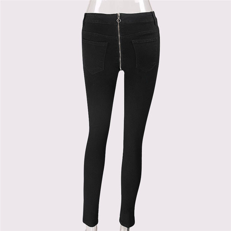 Women's Spring/Autumn Skinny Jeans With Back Zipper