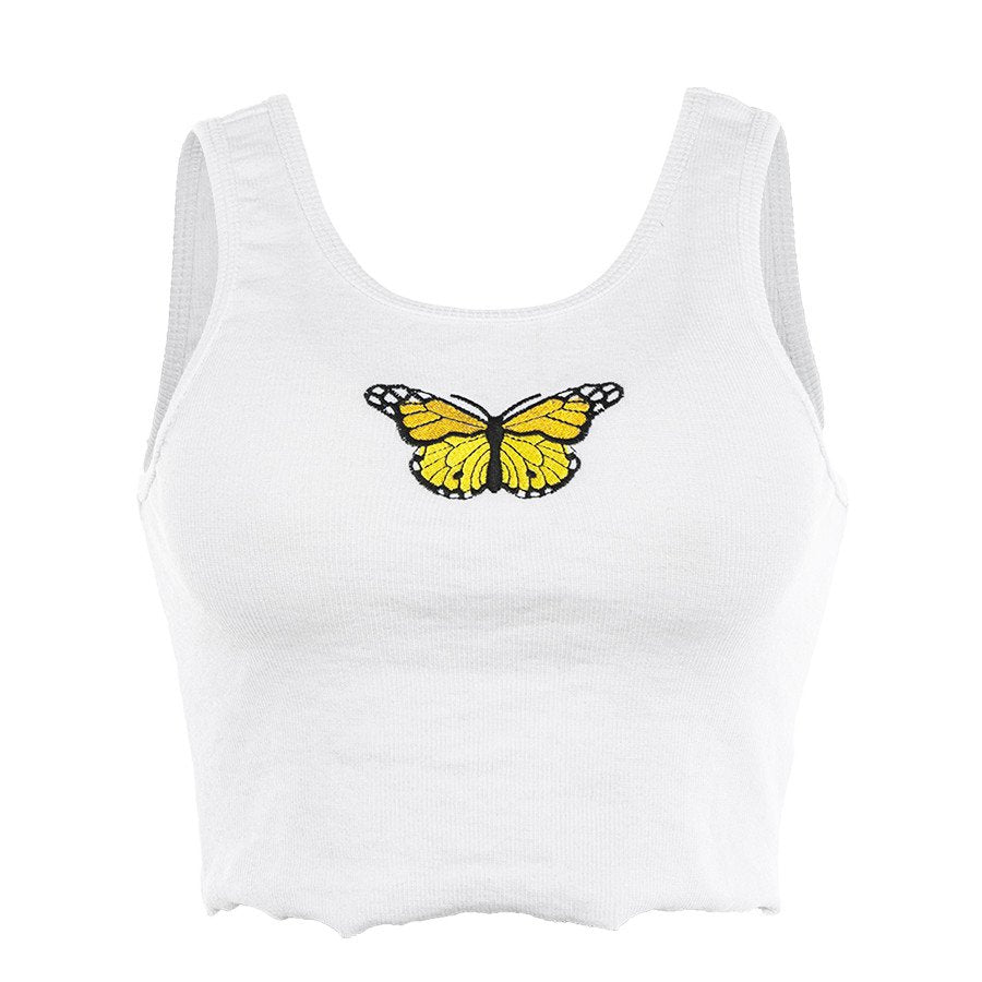 Women's Summer Casual Sleeveless Embroidered Crop Top