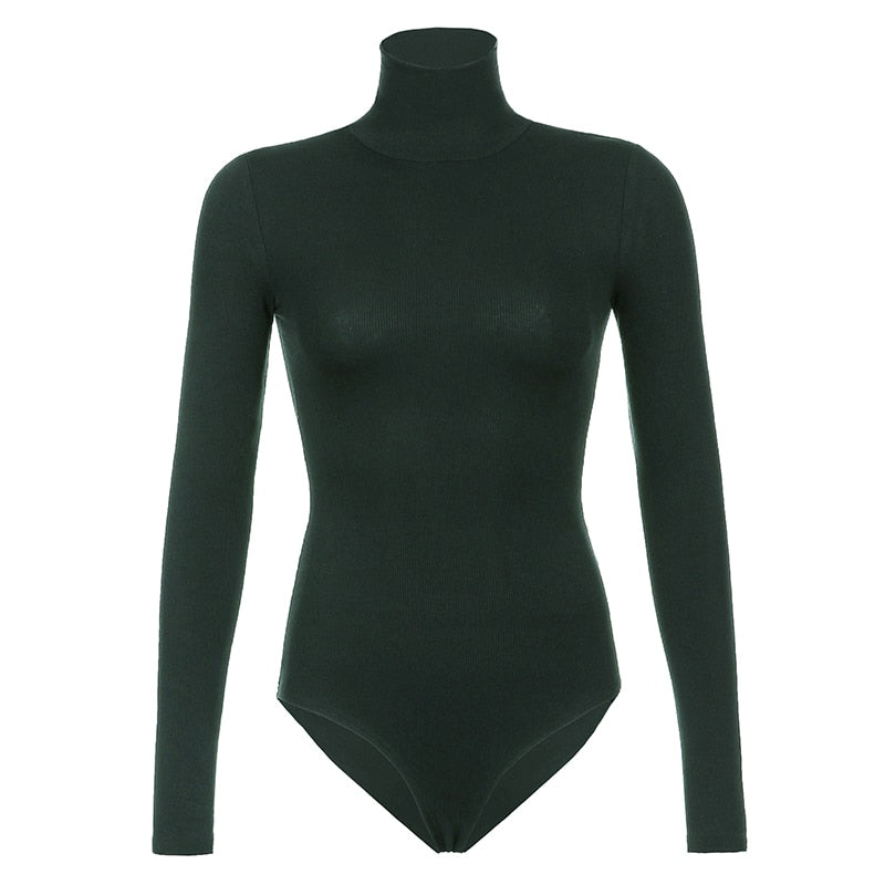 Women's Autumn/Winter Casual Solid Skinny Turtleneck Long Sleeve High Neck Bodysuit