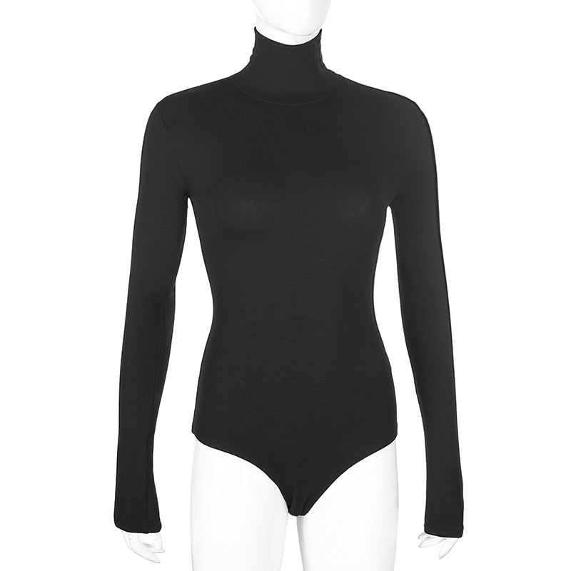 Women's Autumn/Winter Casual Solid Skinny Turtleneck Long Sleeve High Neck Bodysuit