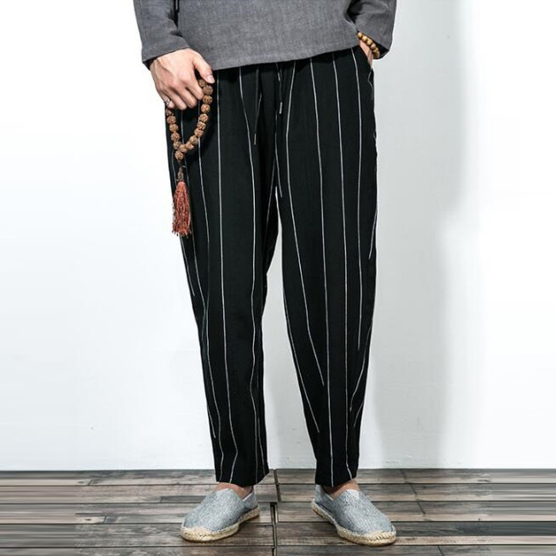 Men's Casual Striped Cotton Pants | Plus Size