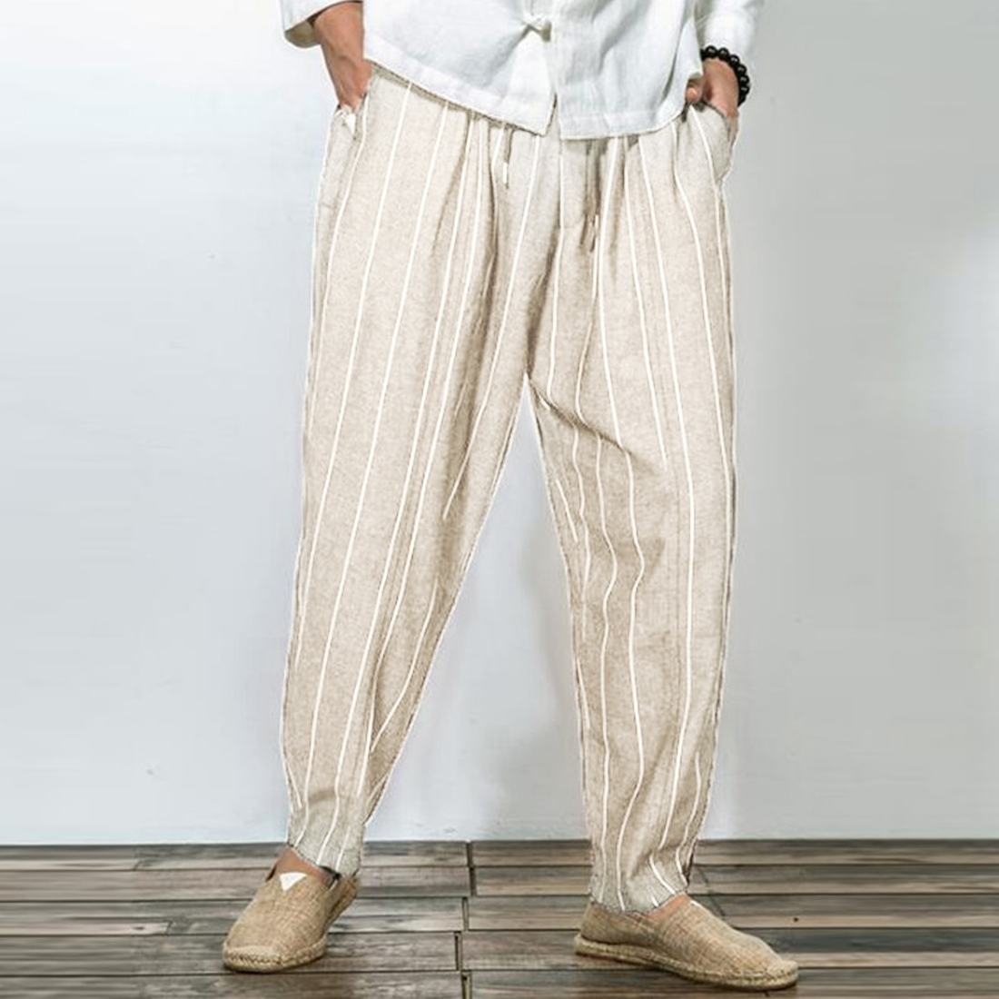 Men's Casual Striped Cotton Pants | Plus Size