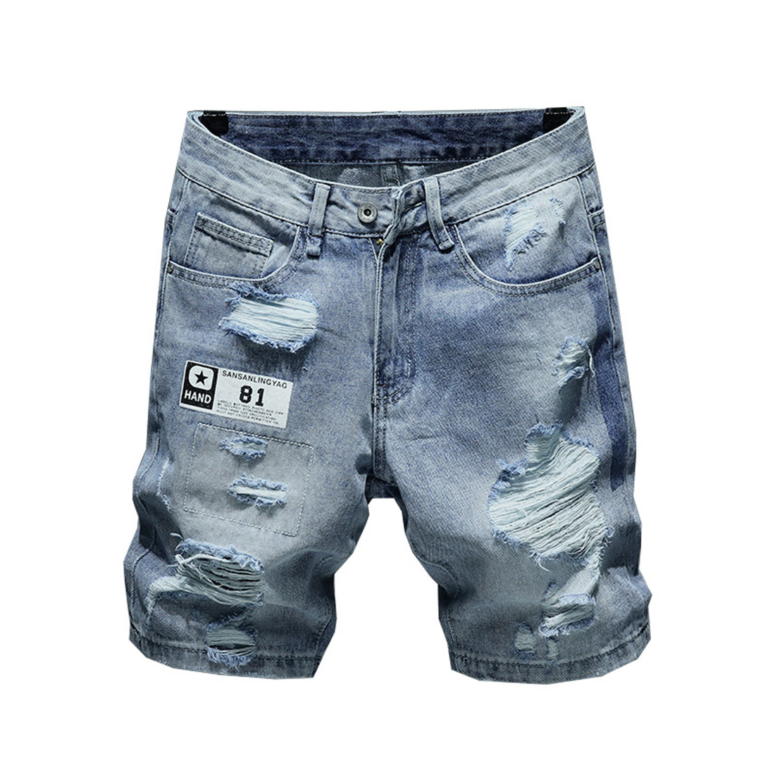 Men's Summer Ripped Cotton Denim Shorts