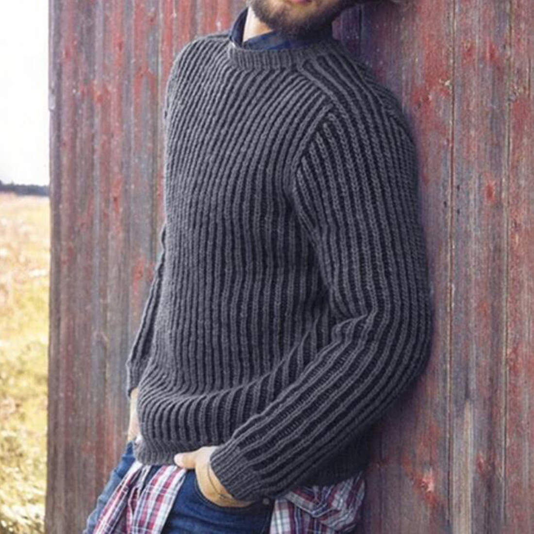 Men's Autumn/Winter Casual Knitted O-Neck Slim Sweater