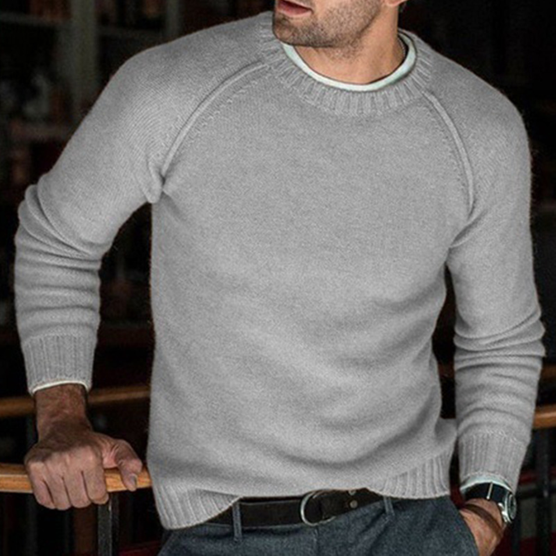 Men's Autumn/Winter Casual O-Neck Warm Solid Sweater
