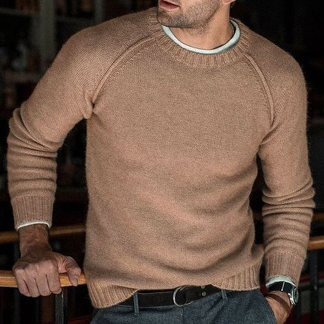 Men's Autumn/Winter Casual O-Neck Warm Solid Sweater