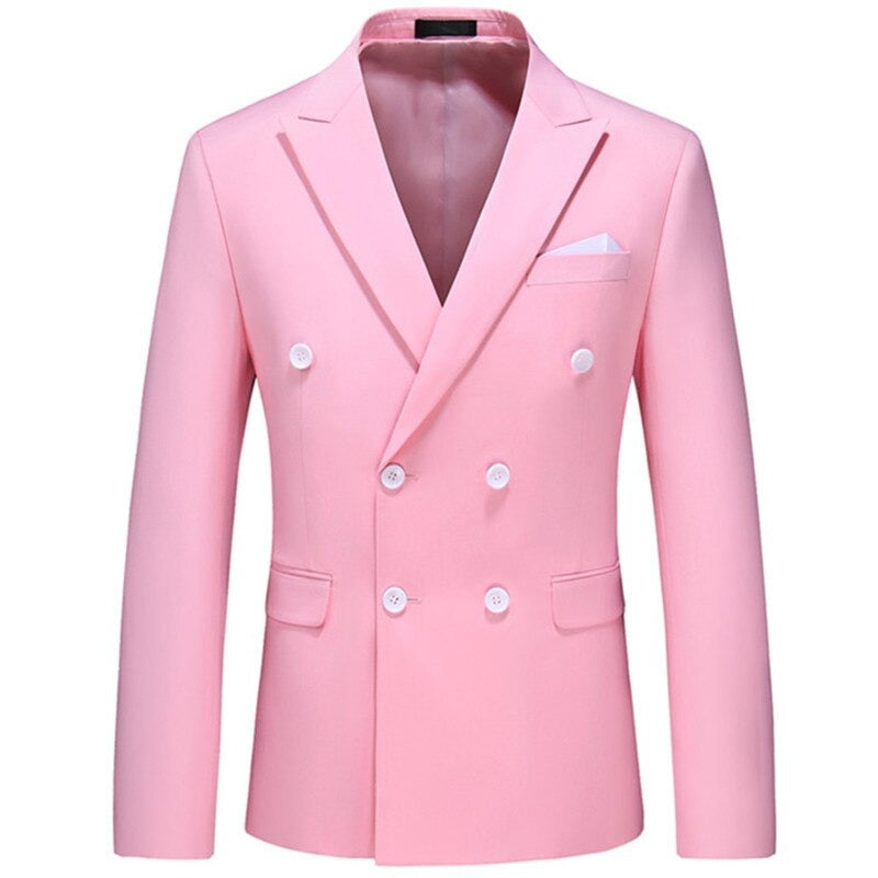Men's Double Breasted Solid Color Blazer