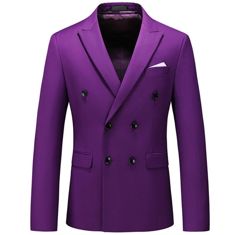 Men's Double Breasted Solid Color Blazer