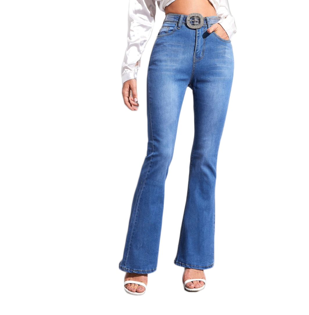 Women's Vintage Blue Mid Waist Denim Jeans
