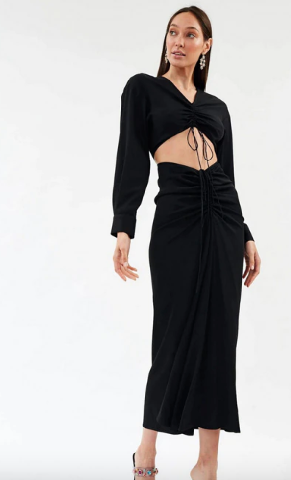 Women's Long Sleeve V-Neck Bodycon Long Dress