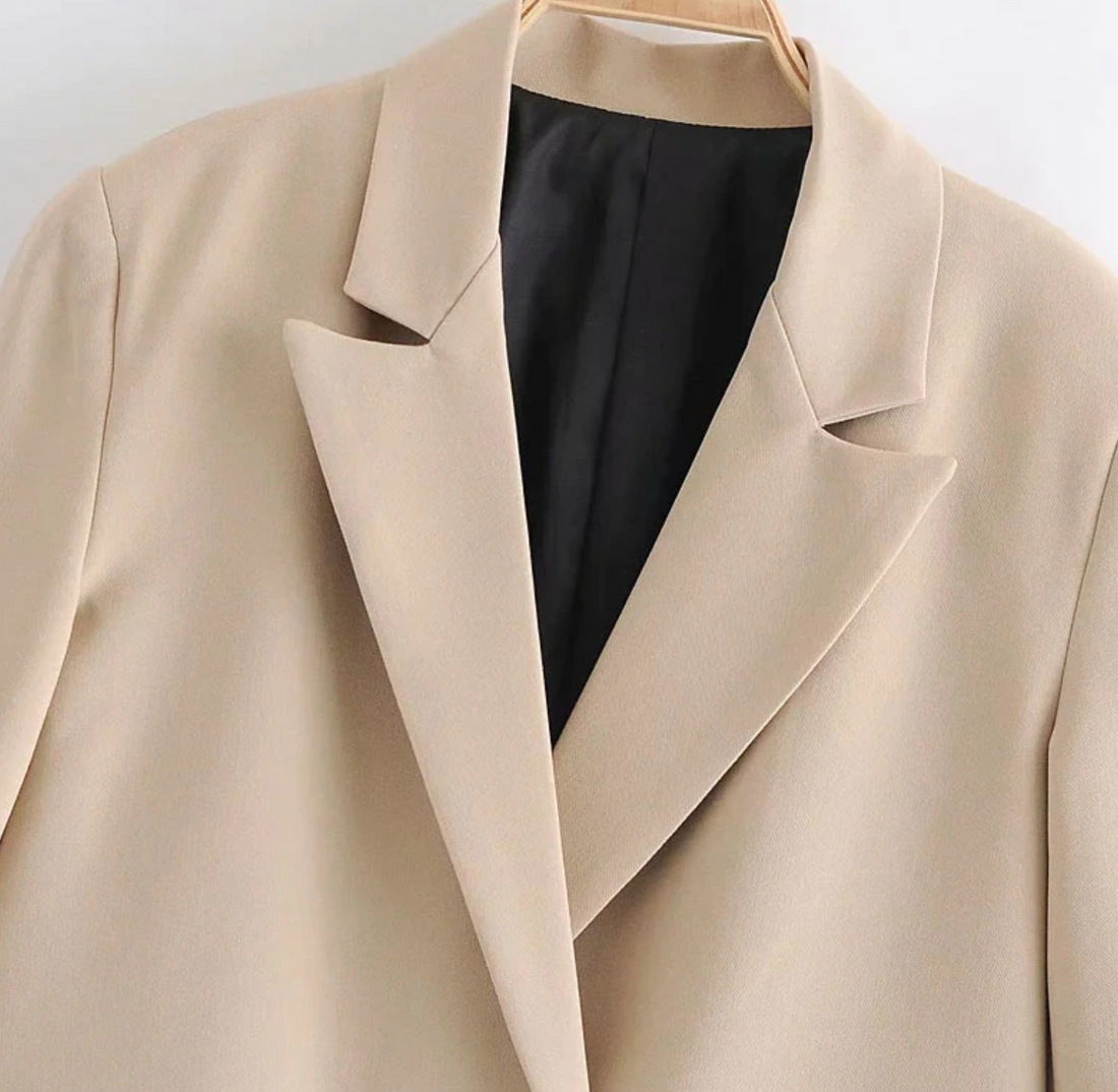 Women's Spring/Summer Double Breasted Loose Blazer With Pockets