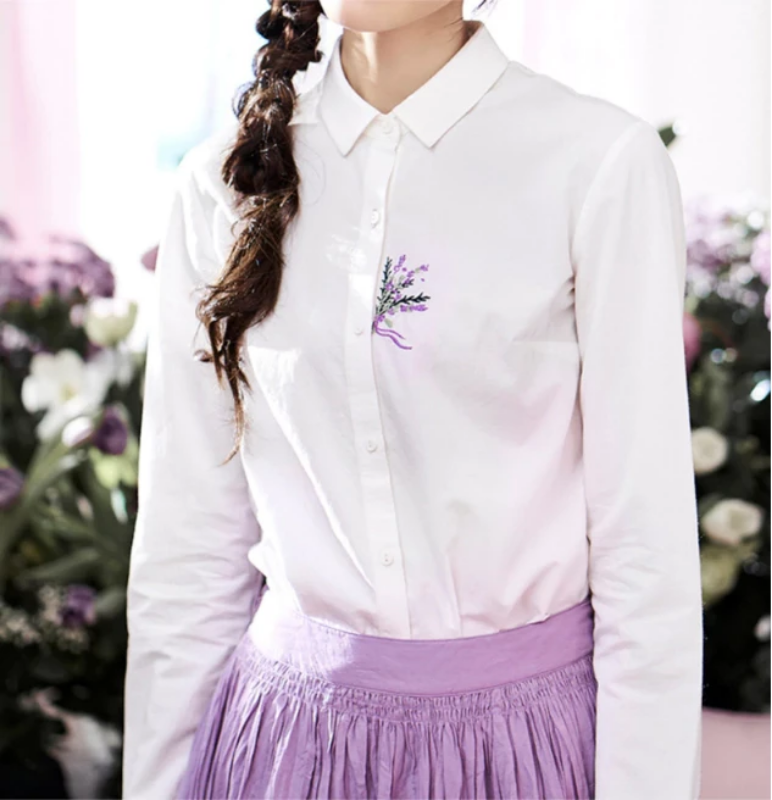Women's Autumn Cotton Embroidered Long Sleeve Shirt