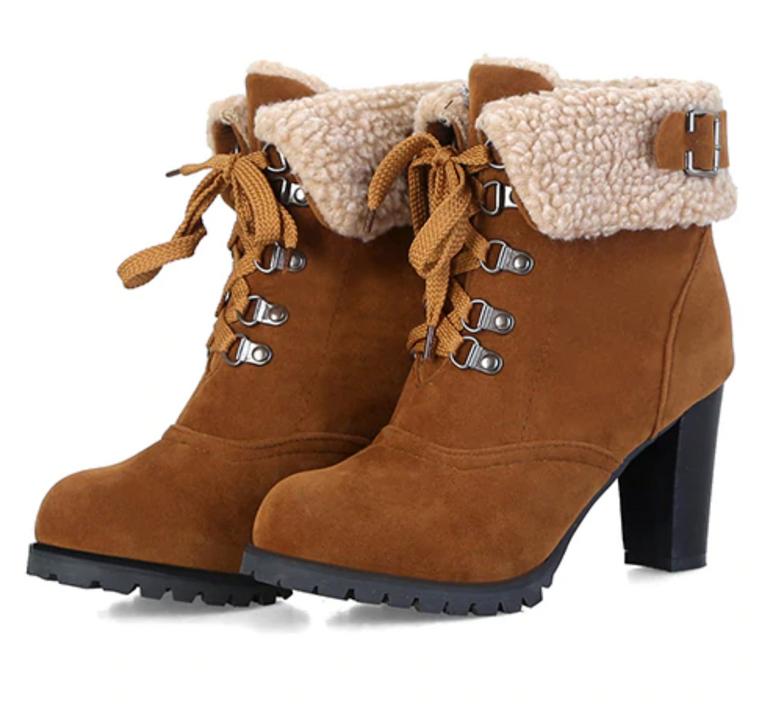 Women's Autumn/Winter Lace-Up Ankle Boots With Square Heels