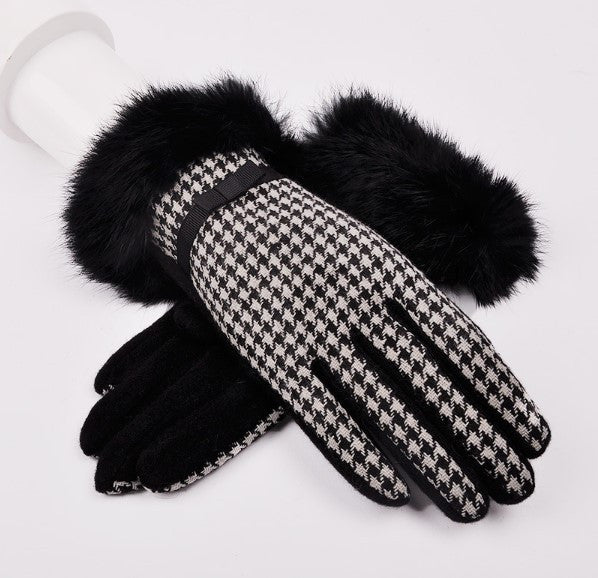 Winter High-Grade Cashmere  Women's Plaid Gloves - Zorket