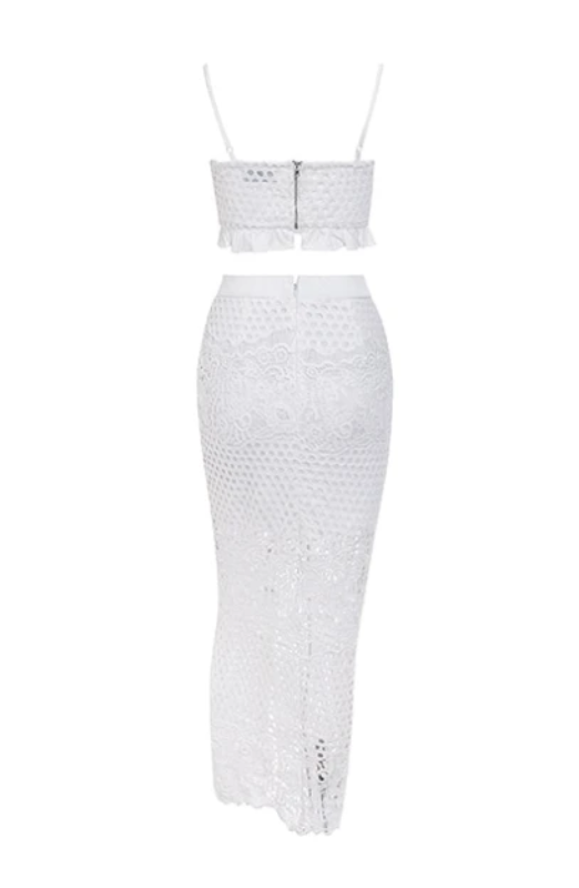 Women's Summer Hollow Out Bodycon Two-Piece Dress