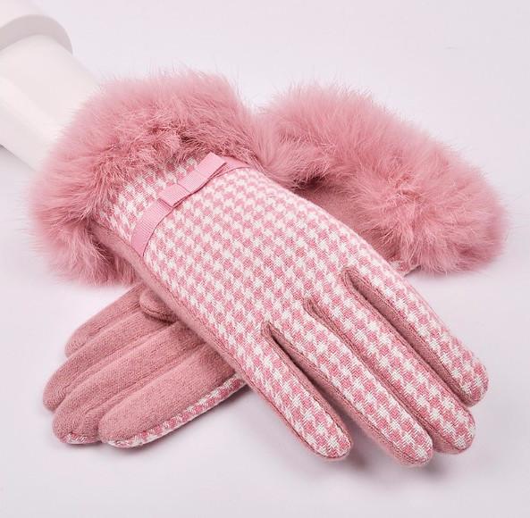 Winter High-Grade Cashmere  Women's Plaid Gloves