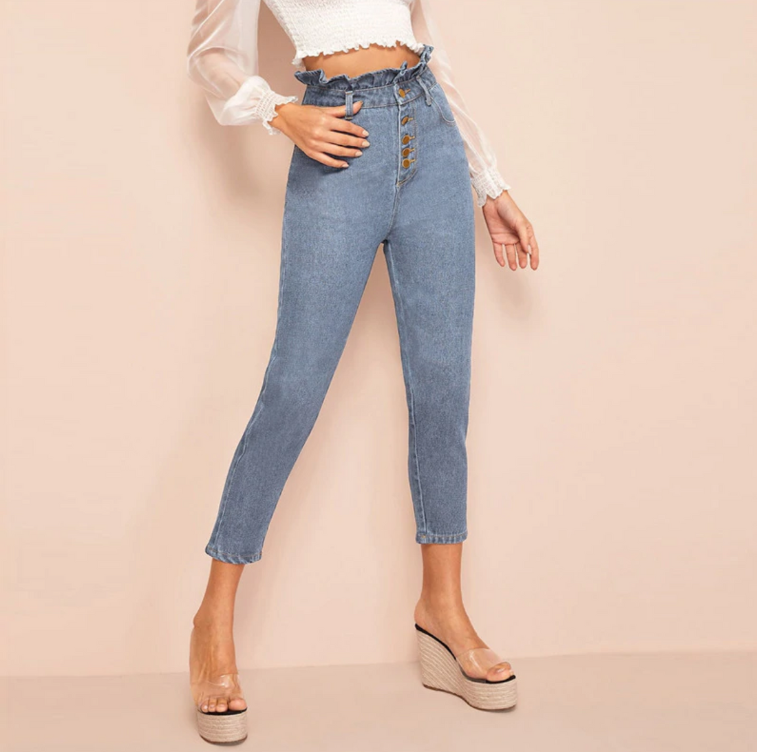 Women's Spring/Summer High-Waist Skinny Jeans