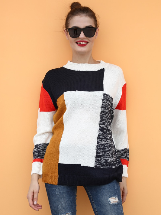 Women's Autumn/Winter Knitted Patchwork Sweater