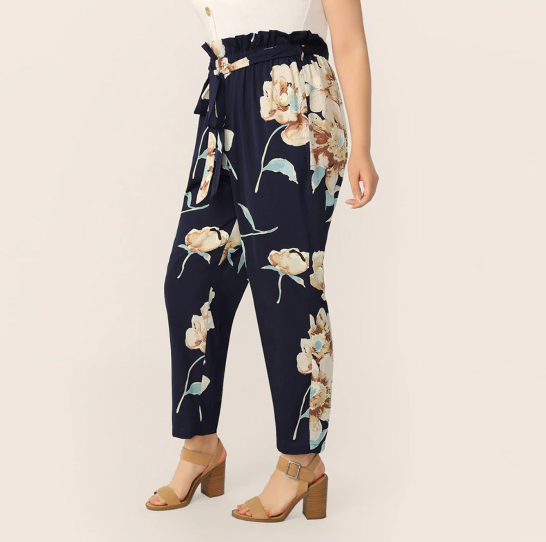 Women's Spring/Summer Floral Loose Pants | Plus Size