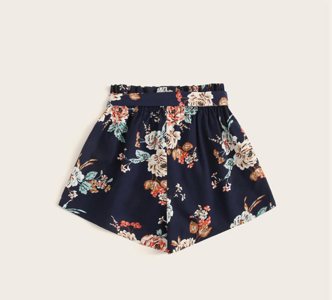 Women's Summer Floral High-Waist Shorts