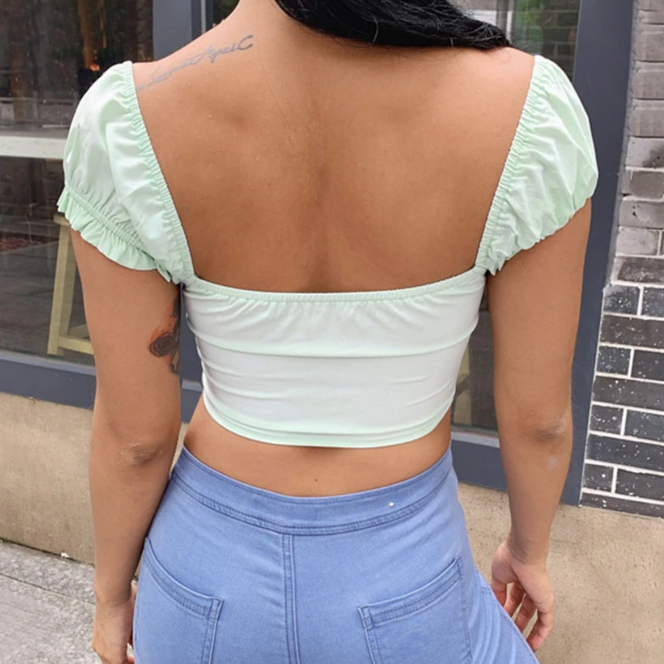 Women's Summer V-Neck Sleeveless Crop Top With Zipper