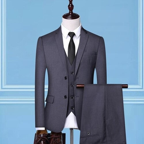 Men's Three-Piece Suit Set | Jacket & Pants & Vest
