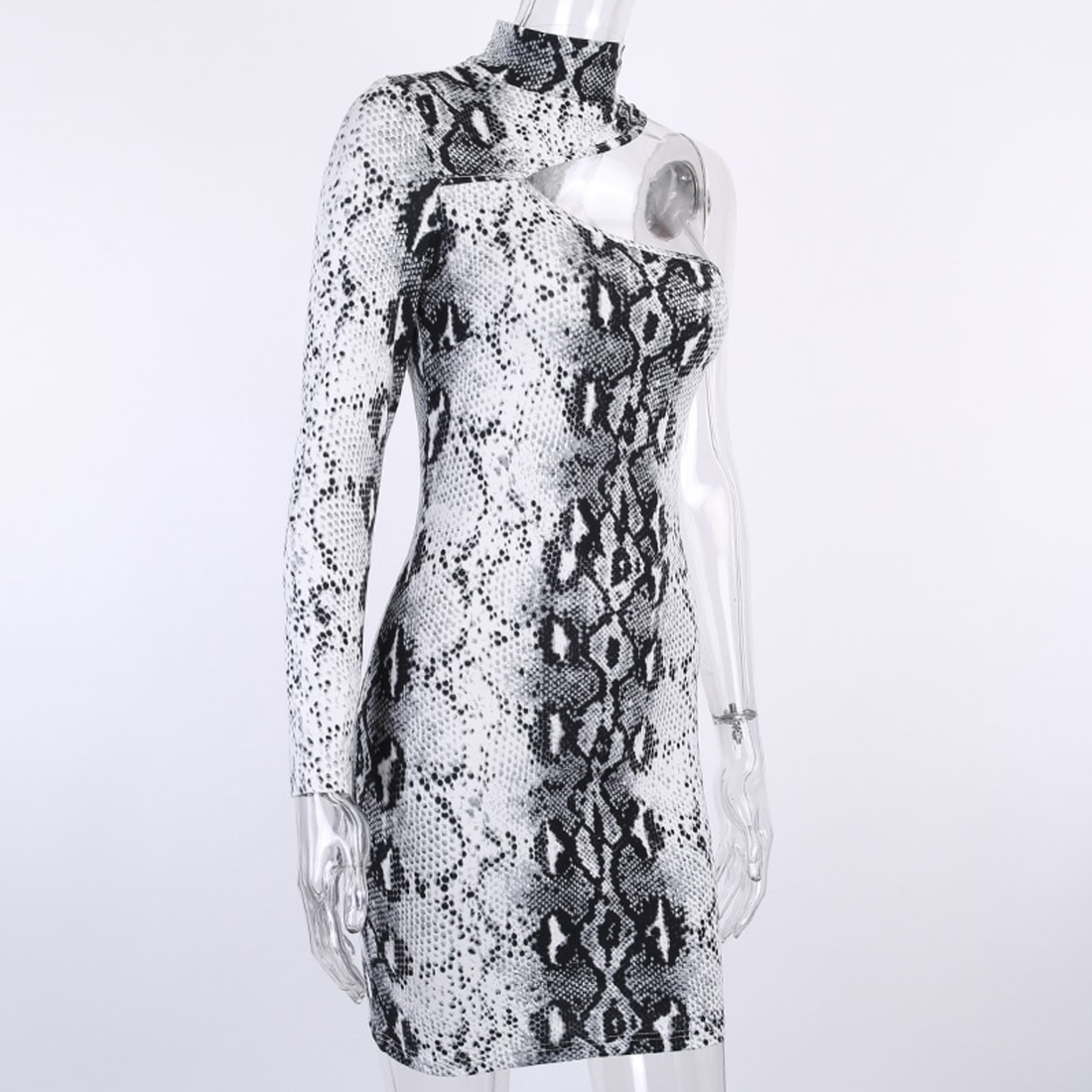 Women's One Sleeve Printed Mini Dress