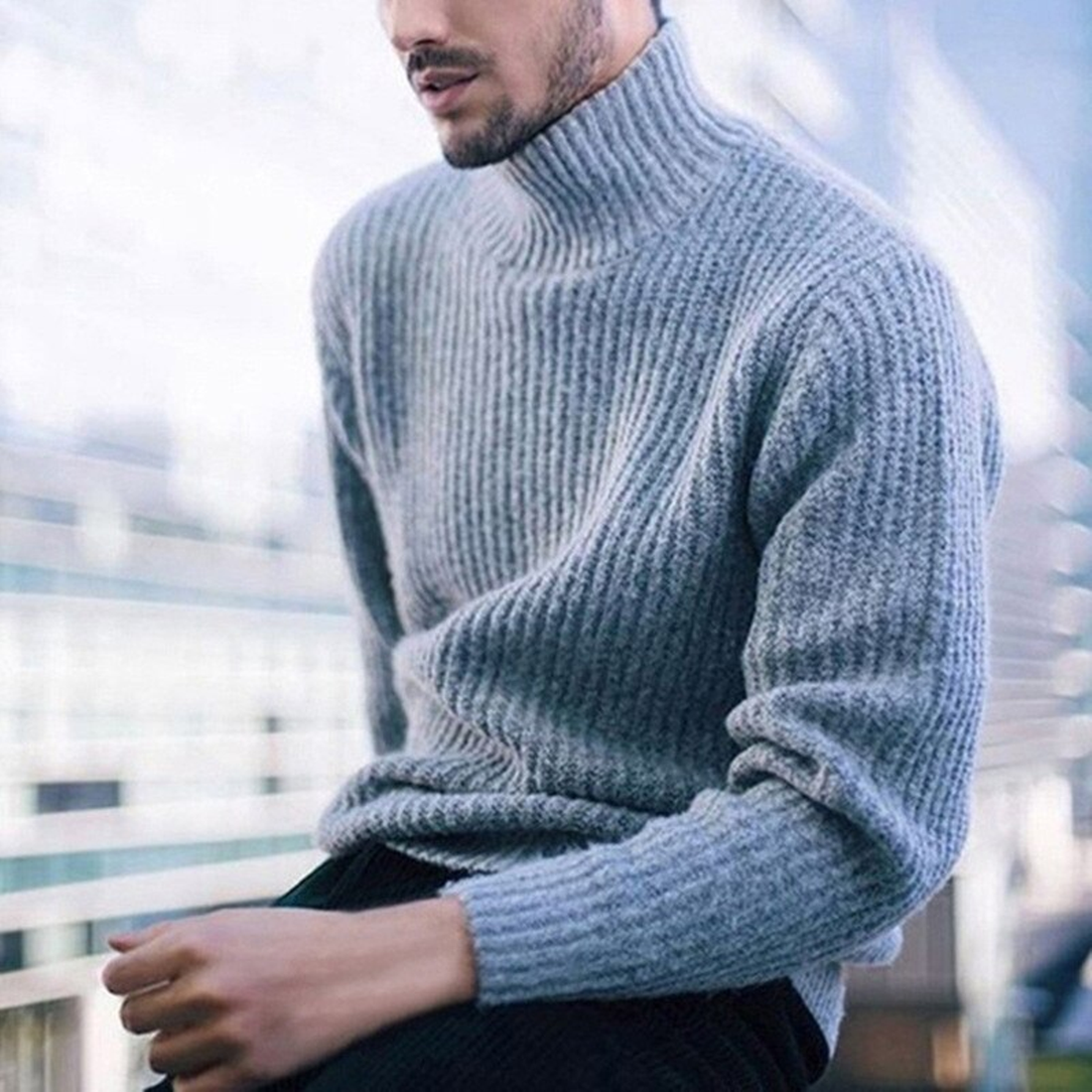 Men's Winter Casual Woolen Warm Solid Sweater