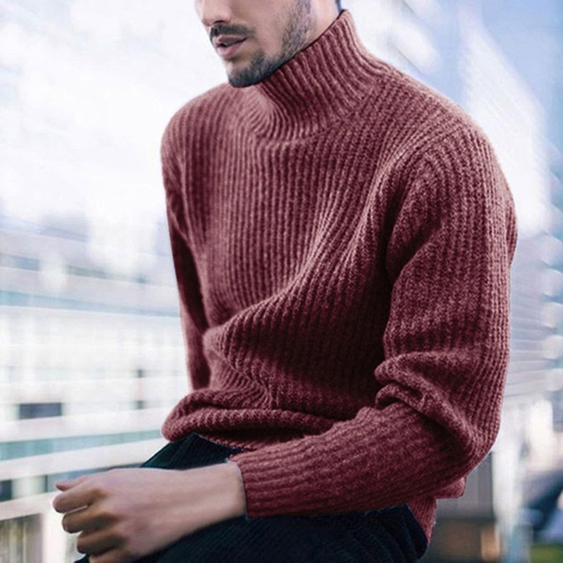 Men's Winter Casual Woolen Warm Solid Sweater