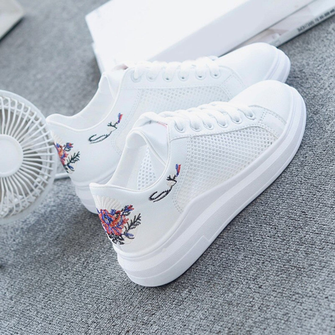 Women's Summer Breathable Mesh Embroidered Sneakers