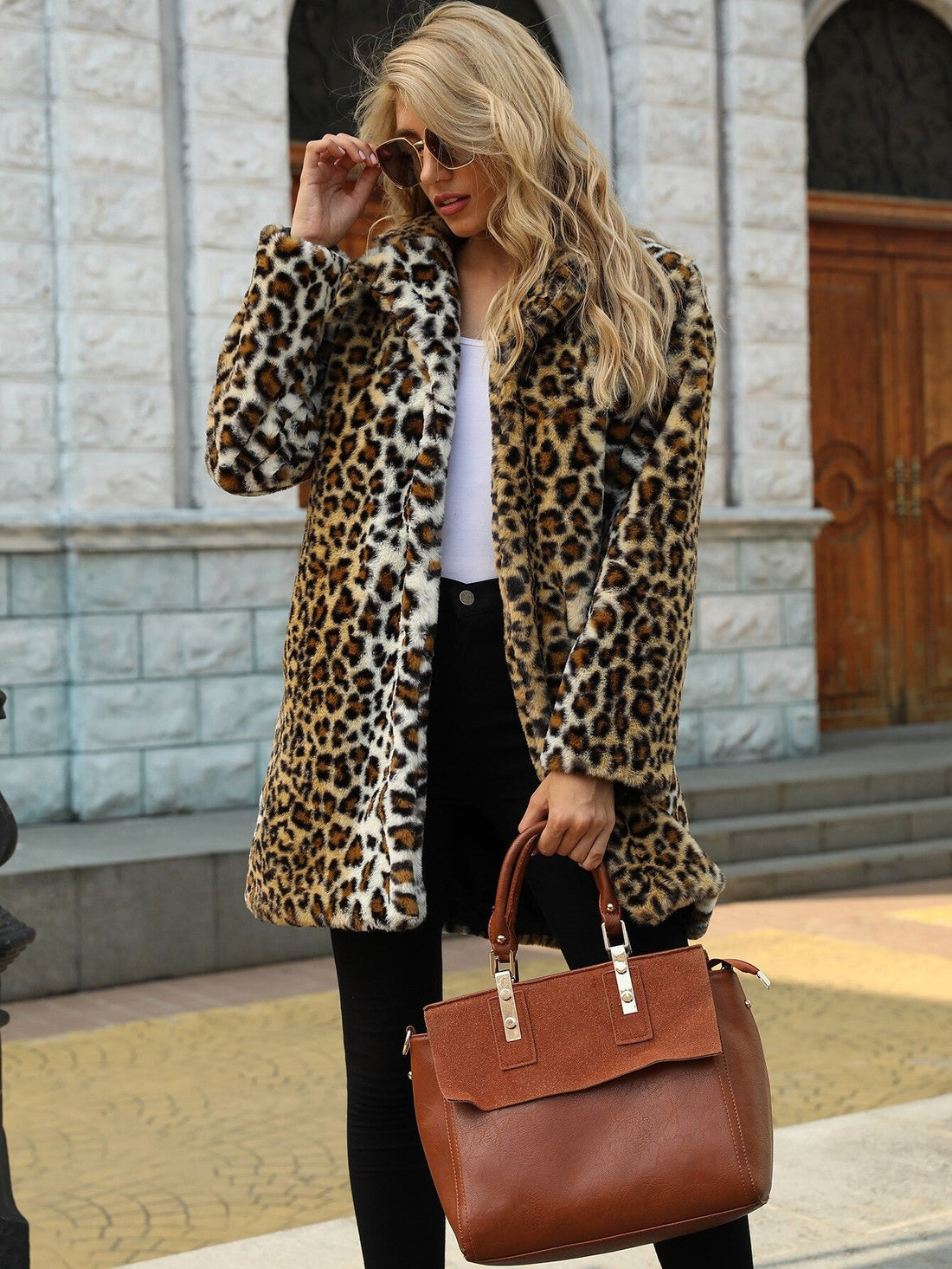 Women's Autumn/Winter Leopard Print Fur Coat