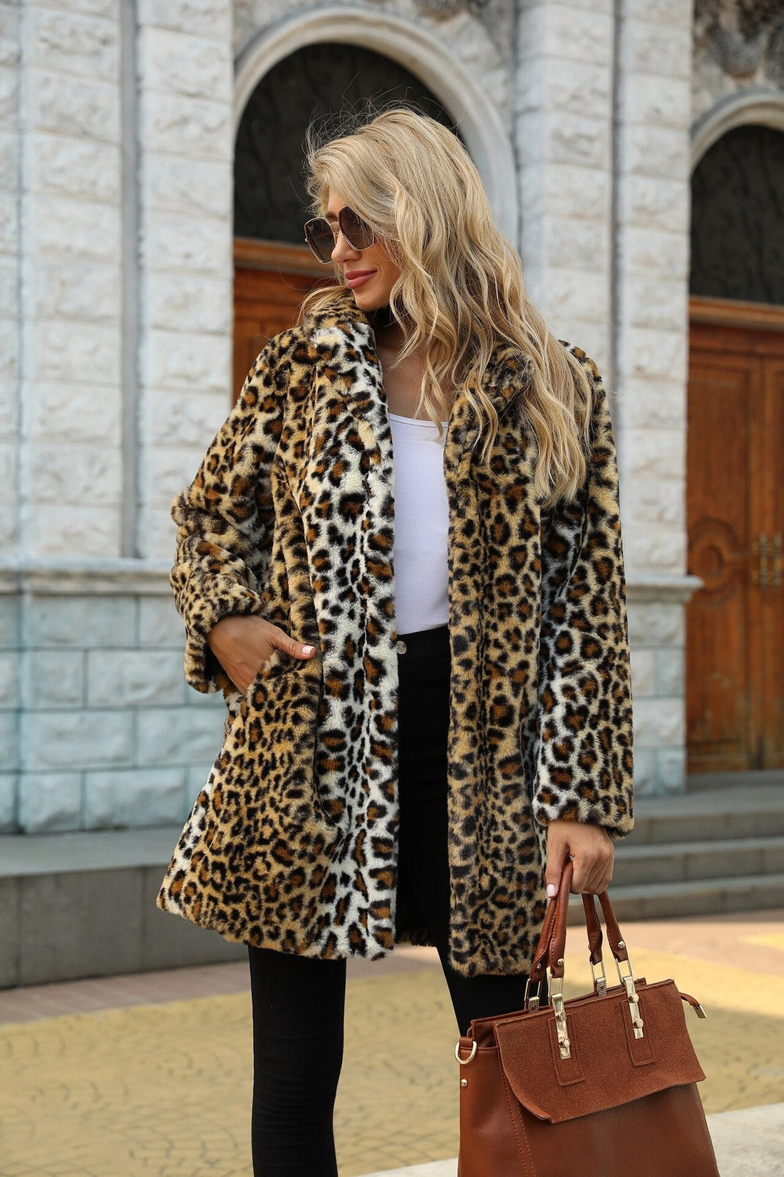 Women's Autumn/Winter Leopard Print Fur Coat