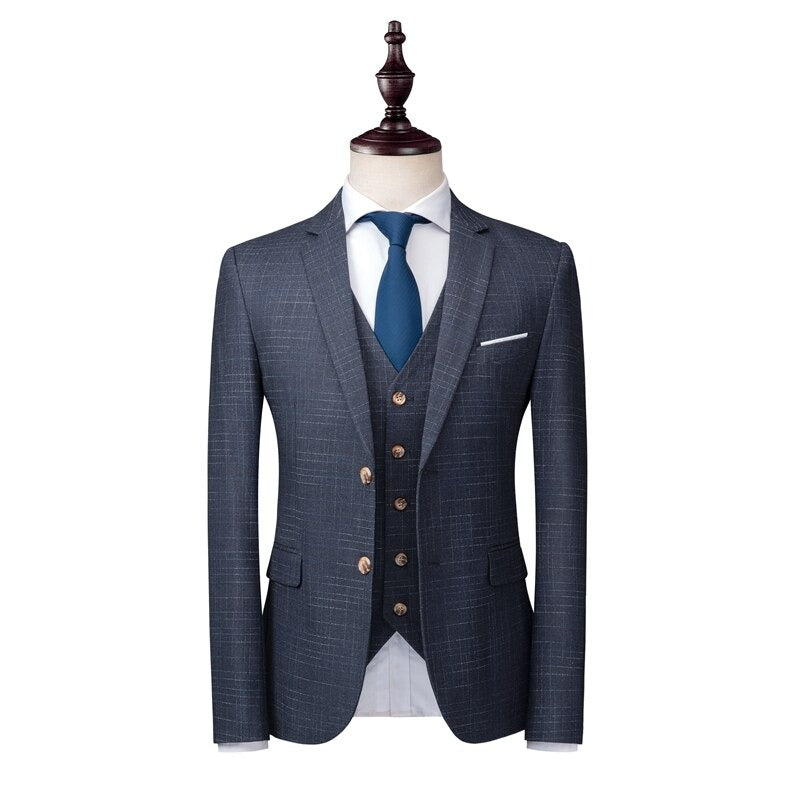 Men's Slim Three-Piece Suit Set | Blazer & Pants & Vest