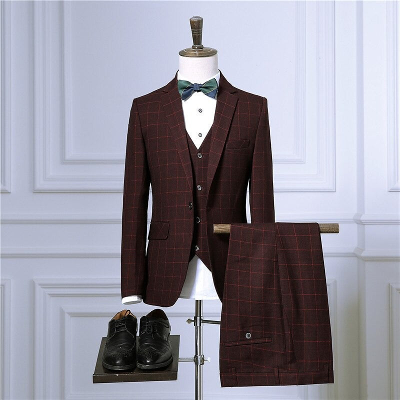 Men's Spring/Autumn Three-Piece Suit Set | Jacket & Pants & Vest
