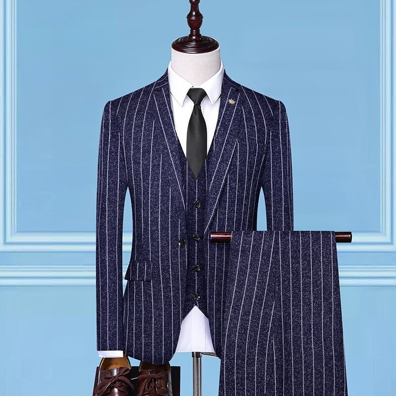 Men's Slim Wedding Three-Piece Suit Set | Jacket & Pants & Vest