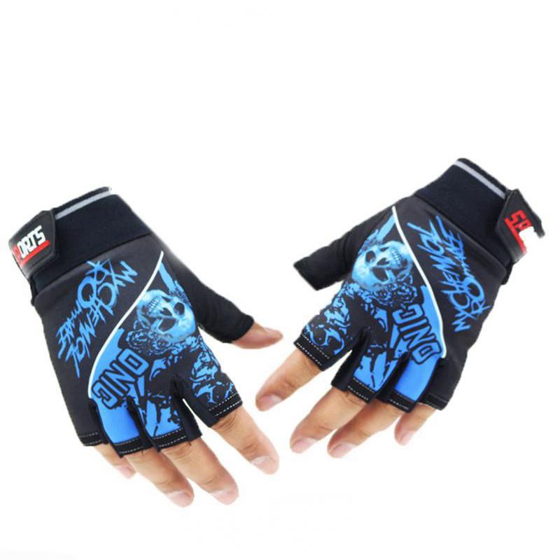 Men's Fingerless Gloves With Skull Print
