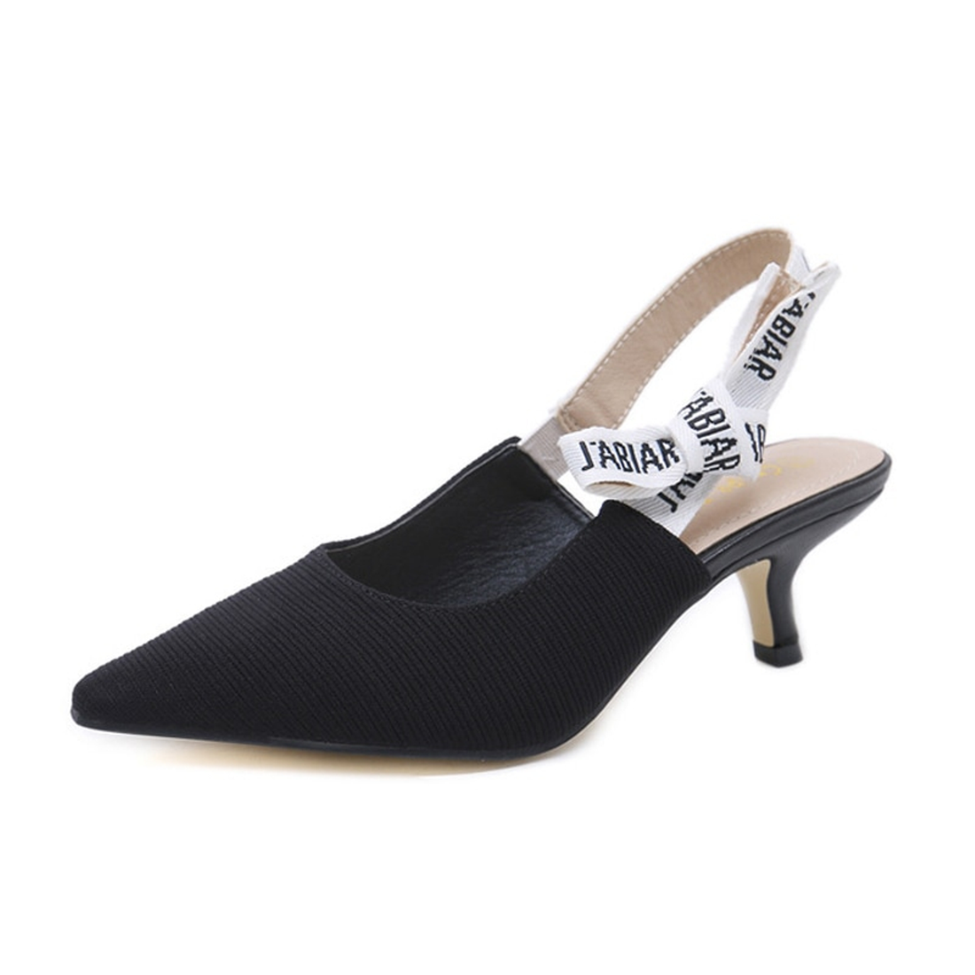 Women's Leather Thin Heel Pumps With Bows
