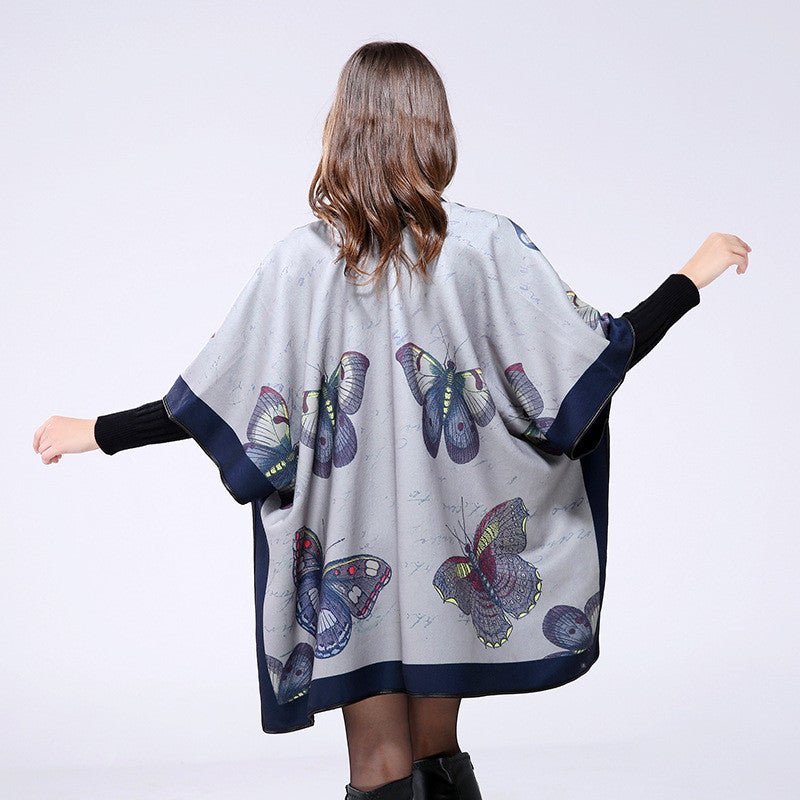 Poncho – Fashion Butterfly Print Winter Poncho For Women | Zorket