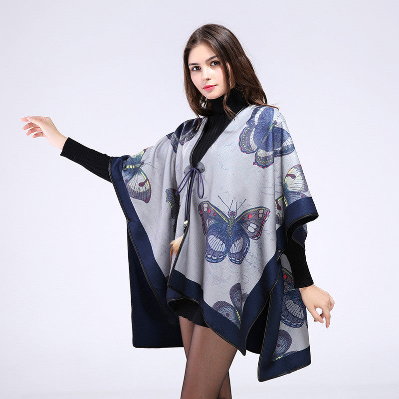 Poncho – Fashion Butterfly Print Winter Poncho For Women | Zorket